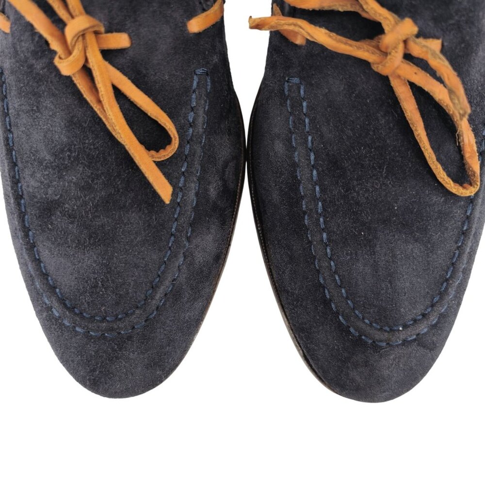 Carmina Shoemaker Mens 10 Navy Blue Suede Dress Shoes Bow Loafers Slip-ons 9.5UK - Picture 12 of 13